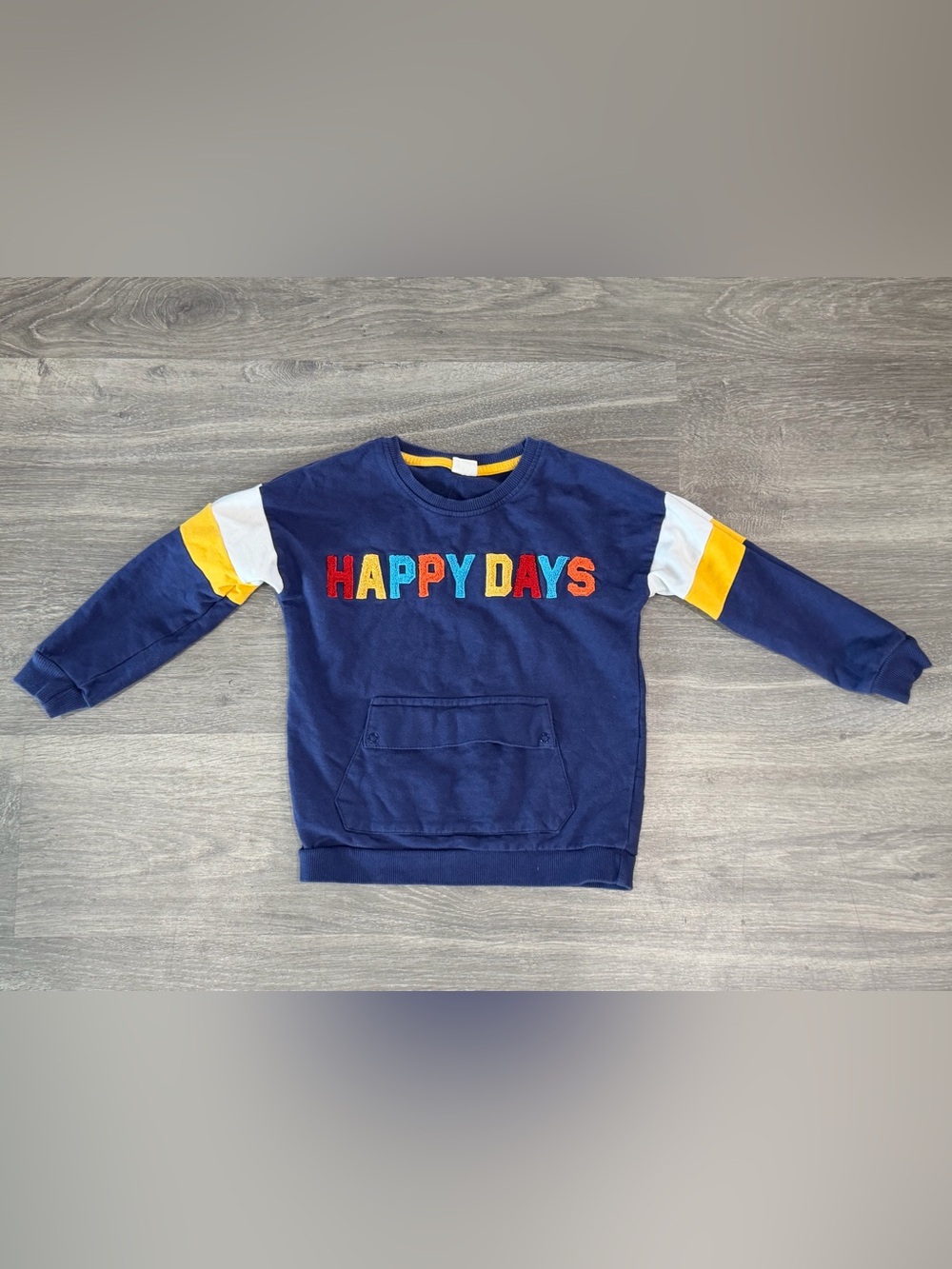 Navy 'Happy Days' Colorblock Crew Sweatshirt for Kids